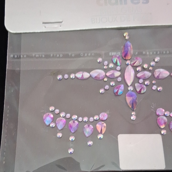 Claire's Iridescent Face Gems in Purple and Pink - Picture 4 of 5